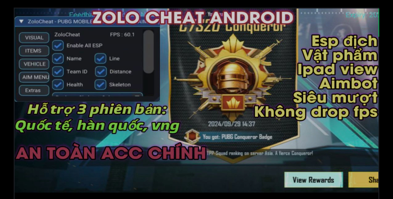 [<b> ANDROID </b>] HACK PUBG ZOLO CHEAT HUYỂN THOẠI 32/64BIT </br> <h4>[<b>GÓI VIP VUA</b>: BẤM VÀO ĐỂ CÀI QUA LINK TRỰC TIẾP Ở NHÓM ZALO]</h4>